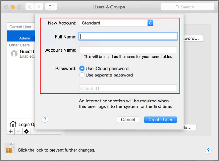 다른 계정에 파일 및 폴더 숨기기