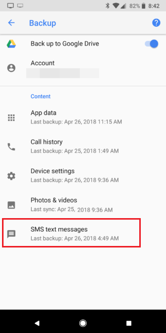 Google 드라이브에 백업했는지 확인하십시오.