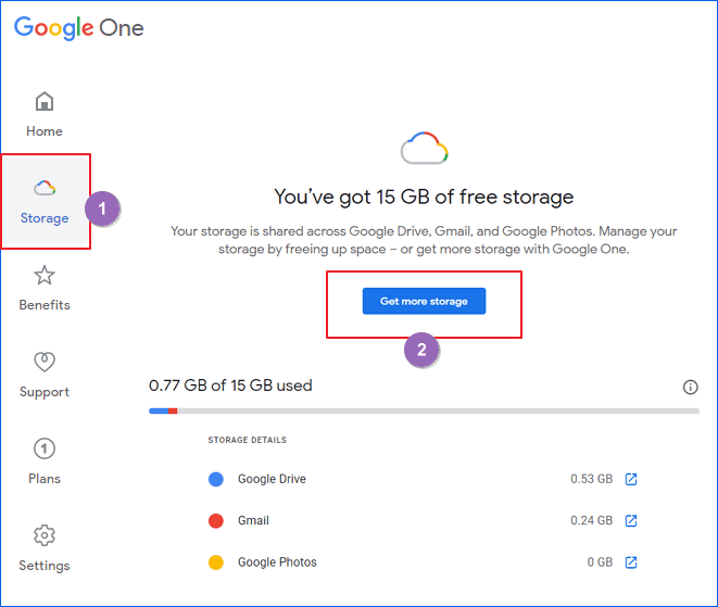 Google 드라이브의 저장용량 확인