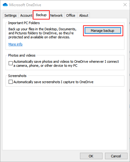 원드라이브에 백업할 컴퓨터 파일 선택 관리