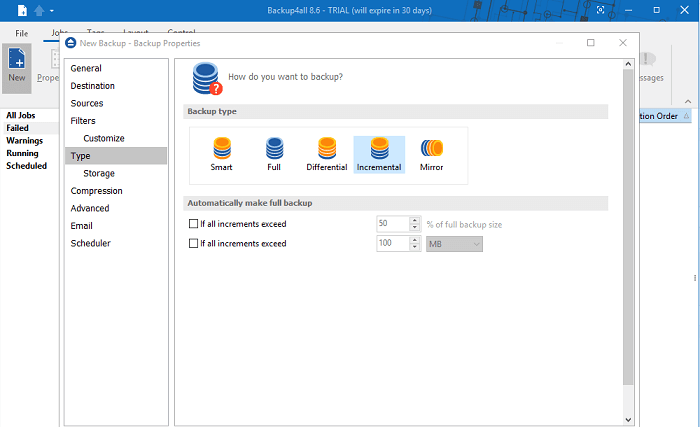 backup4all- 증분 백업