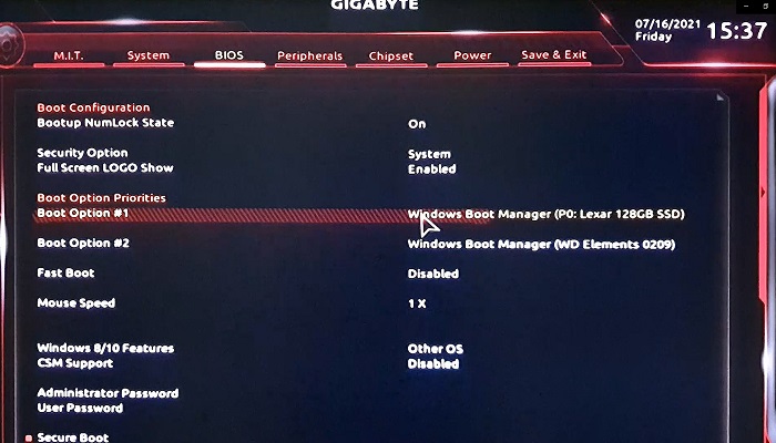 Windows 11의 복제된 하드 드라이브에서 부팅1