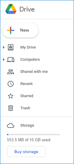 Google 드라이브 저장 공간 확인