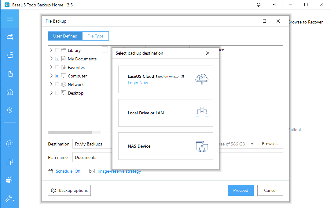 백업을 저장하려면 easyus 클라우드에 로그인하십시오