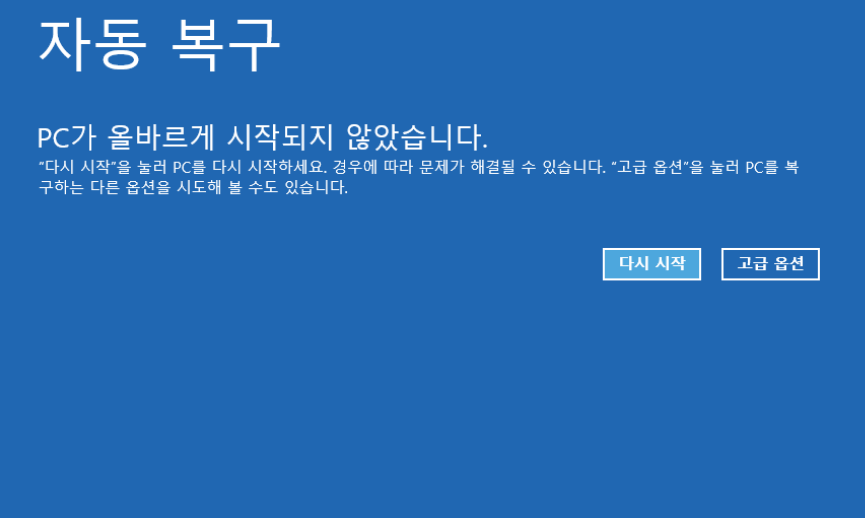 잘못된 이미지 오류 수정 - Windows 자동 복구 사용