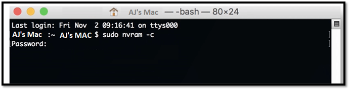 mac NVRAM 명령 재설정