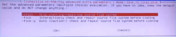 소스 파일 시스템 확인/복구 건너뛰기