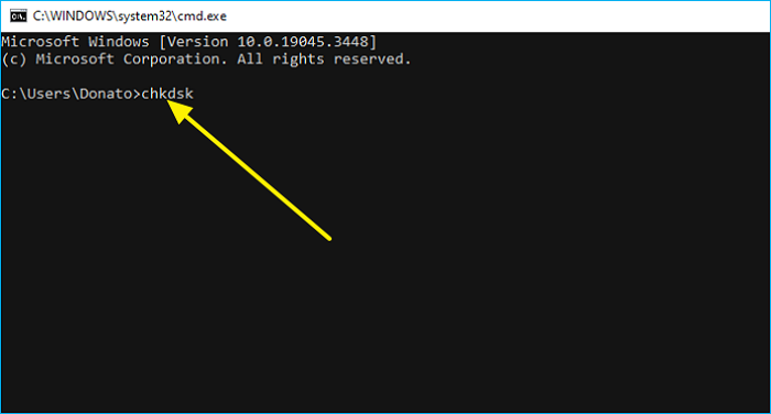 chkdsk를 입력하세요