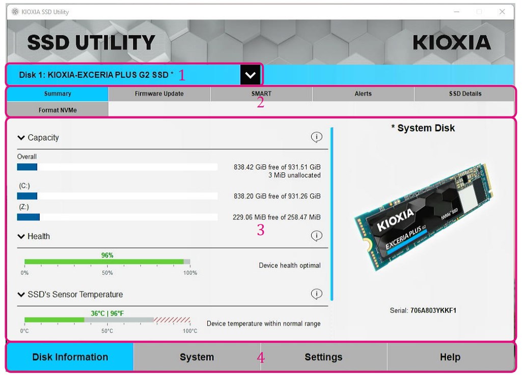KIOXIA SSD 유틸리티 내니지먼트 소프트웨어