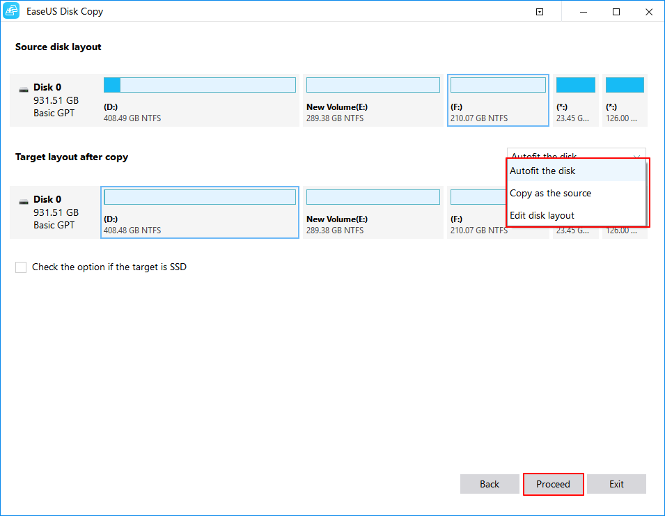 파티션을 대상 파티션으로 복사하고 복제합니다.