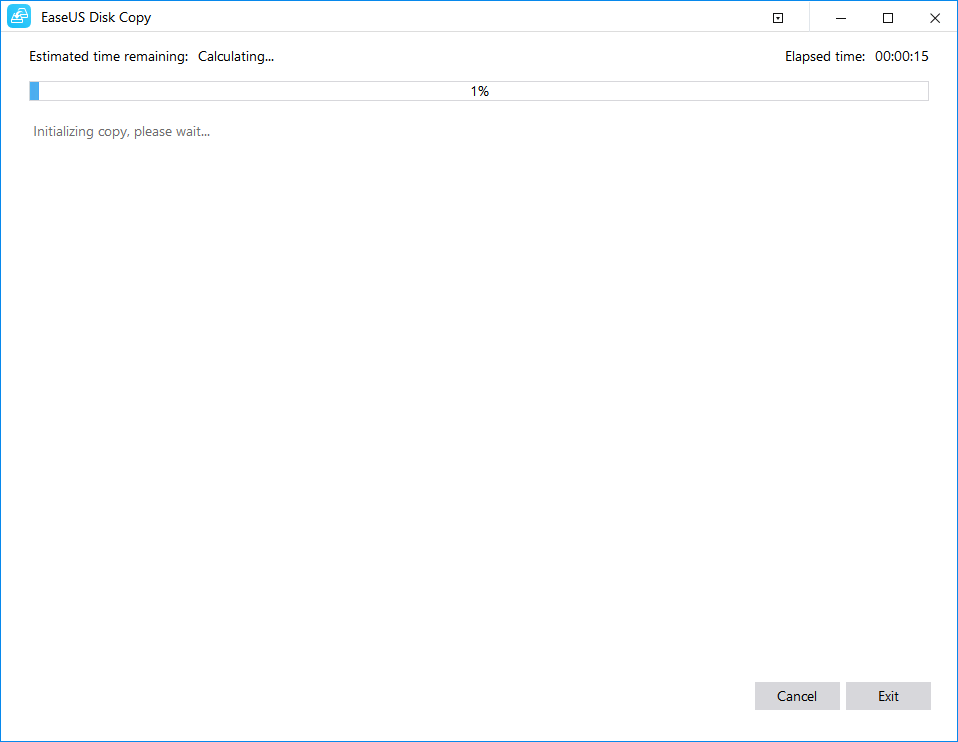 파티션 복제 또는 복사 프로세스 완료