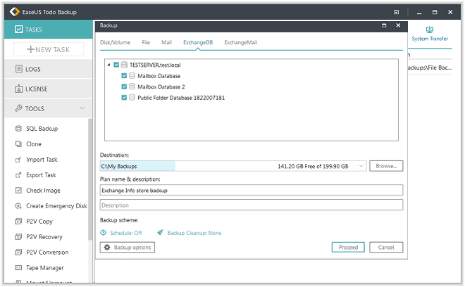 EaseUS Todo Backup으로 Exchange 백업