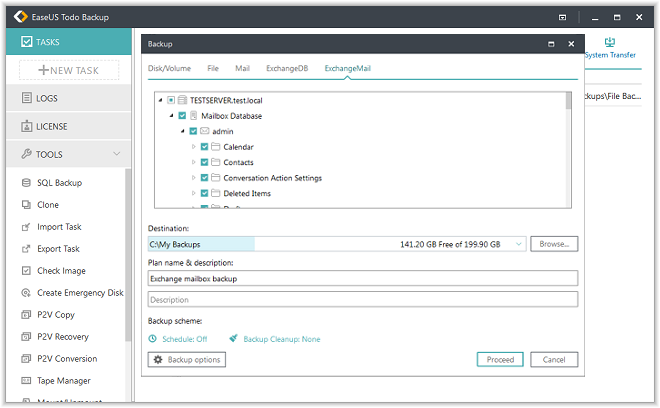 EaseUS Todo Backup으로 Exchange 백업