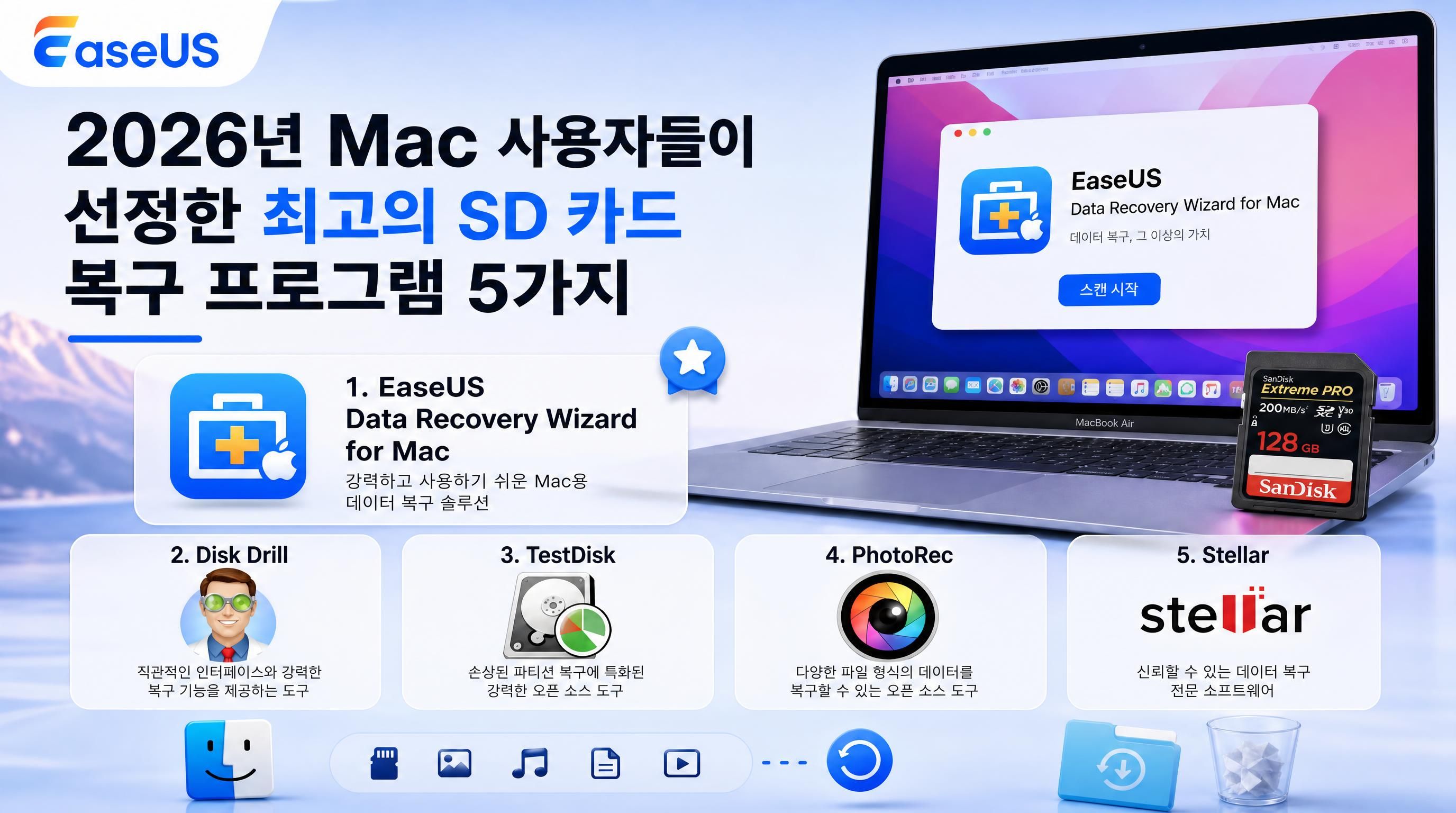 2026년 Mac 사용자들이 선정한 최고의 SD 카드 복구 프로그램 5가지