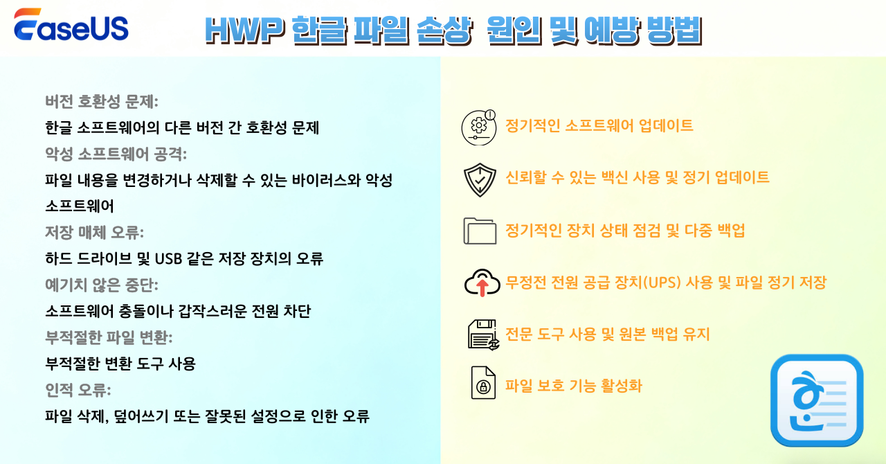 HWP 한글 파일 손상  원인 및 예방 방법