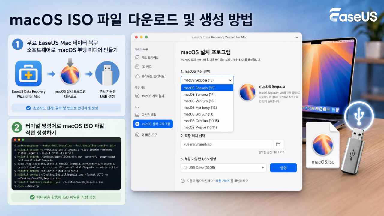 macOS ISO 파일 다운로드 및 생성 방법