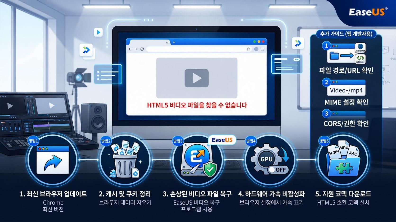 HTML5 동영상 파일을 찾을 수 없는 오류 해결 방법