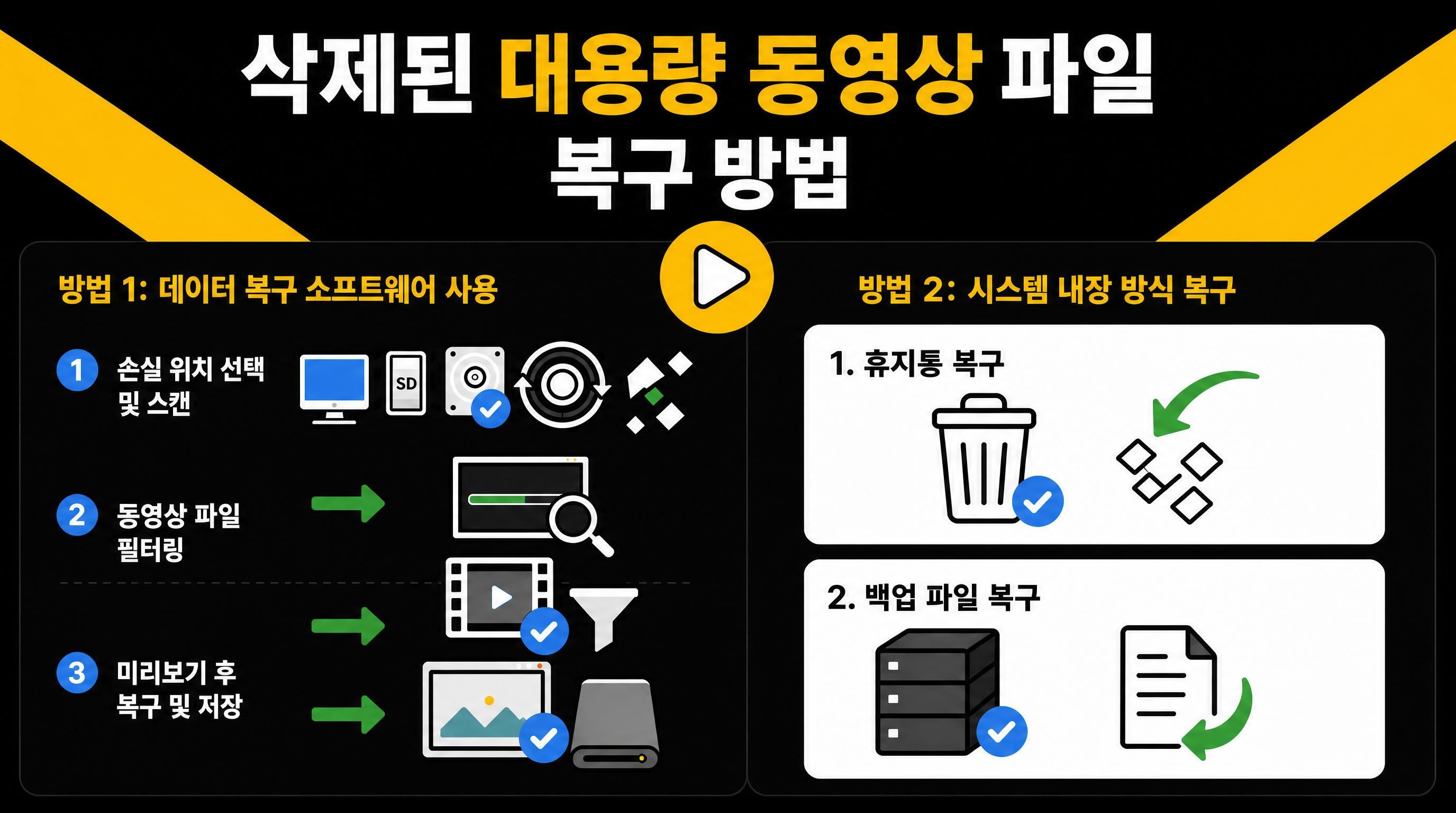 삭제된 대용량 동영상 파일 복구 방법