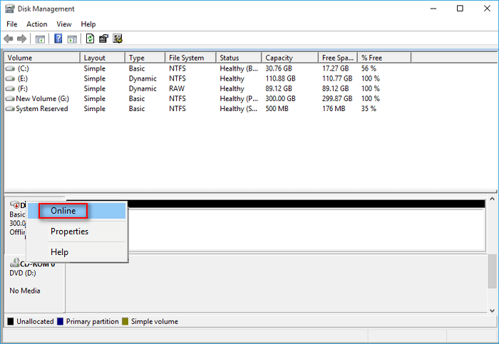 하드 드라이브 온라인 활성
