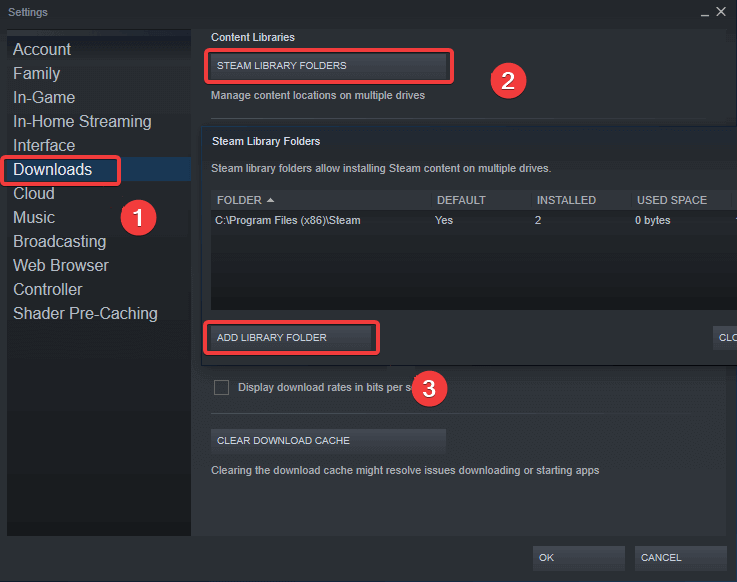 잃어버린 게임을 복원하려면 Steam 설치 라이브러리를 추가하세요.