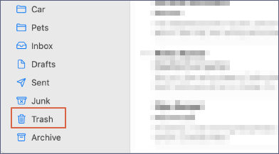 사이드바에서 휴지통 아이콘을 찾으세요