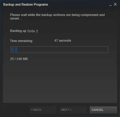 Steam 게임 백업을 마칩니다.