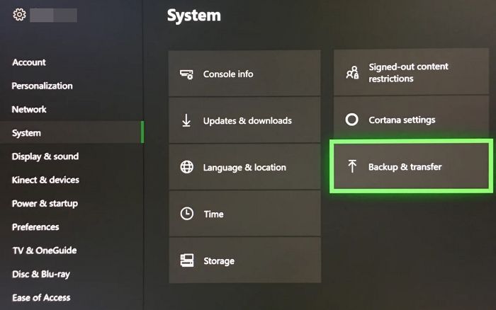 Xbox Series X 백업 및 전송