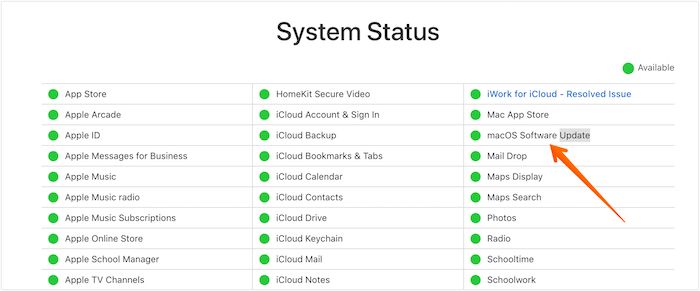 Apple 시스템 상태 확인
