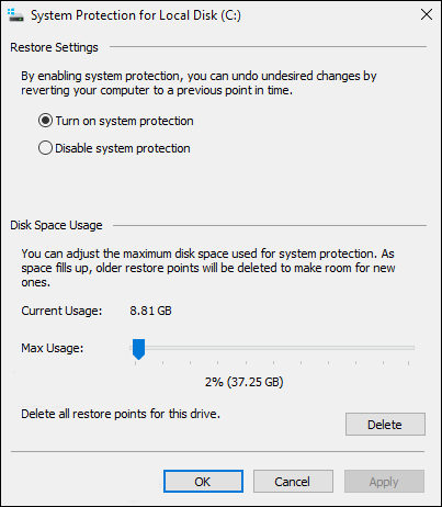 디스크 공간 사용량 확인