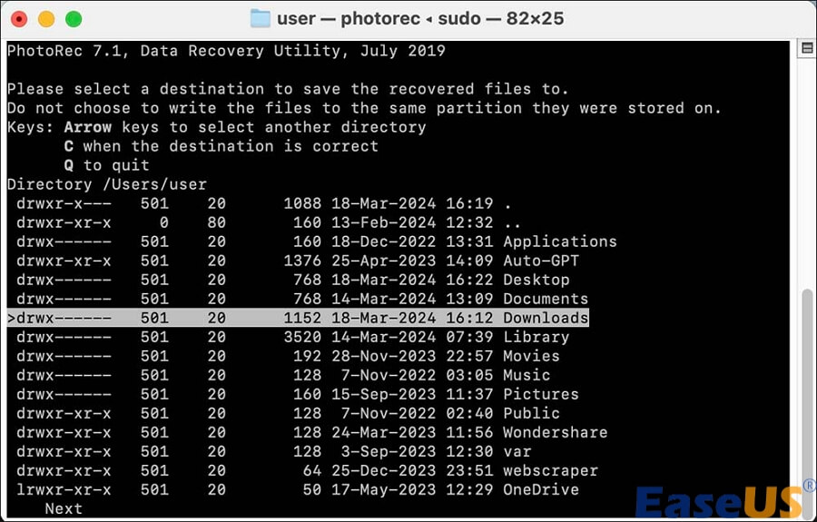 파일을 복구할 폴더를 선택하세요