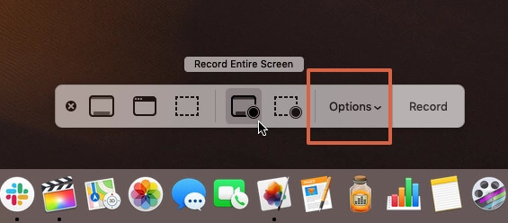 스크린샷 위치를 변경하려면 옵션 버튼을 클릭하세요.
