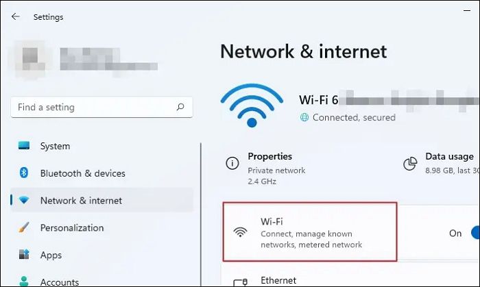 Windows PC에 연결된 WiFi 네트워크