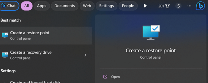 Windows 11에서 복원 지점 만들기