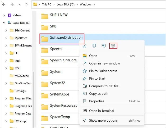 SoftwareDistribution 폴더 삭제