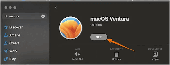 macOS Ventura 또는 사용 가능한 버전을 다운로드하세요.
