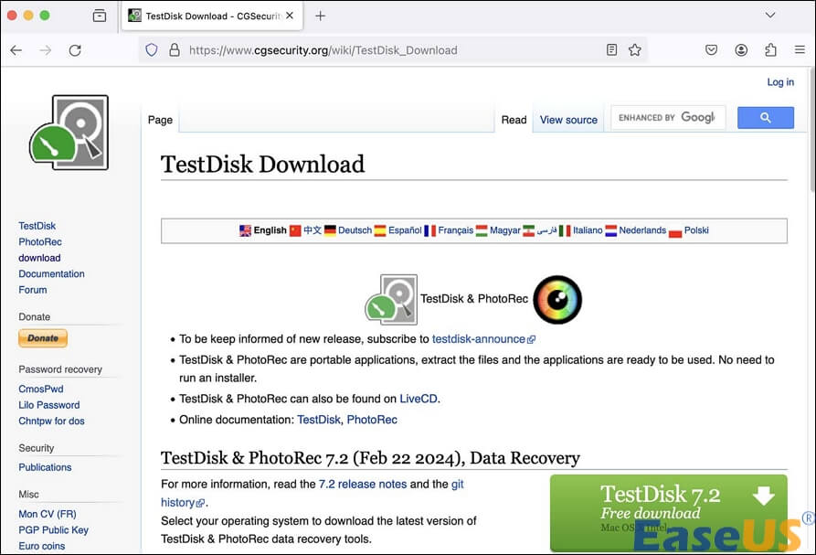 PhotoRec 설치 프로그램 다운로드