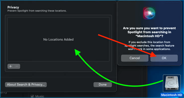 데스크탑에서 Macintosh HD를 드래그하세요.