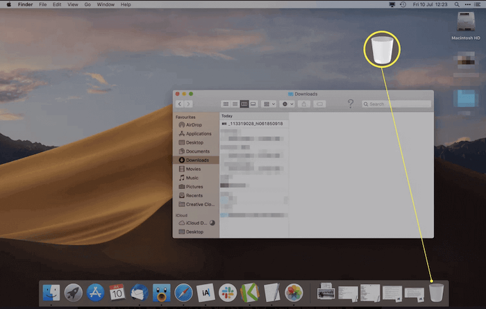 사진을 휴지통으로 끌어다 놓으세요