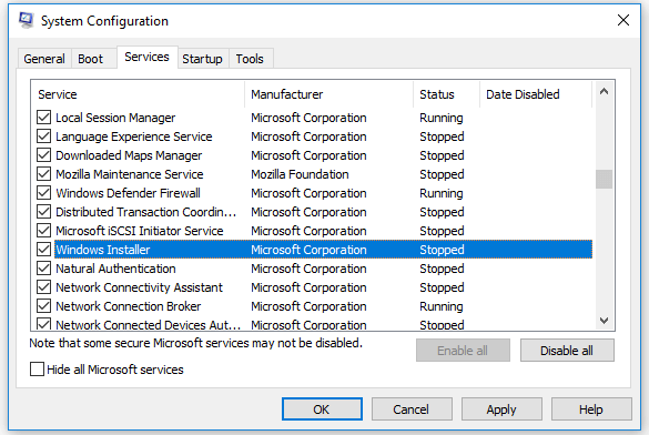 Windows 탐색기가 작동하지 않는 문제 수정-시작 서비스 비활성화