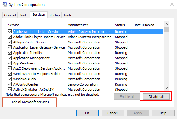 클린 부팅으로 블루 스크린 오류 수정.