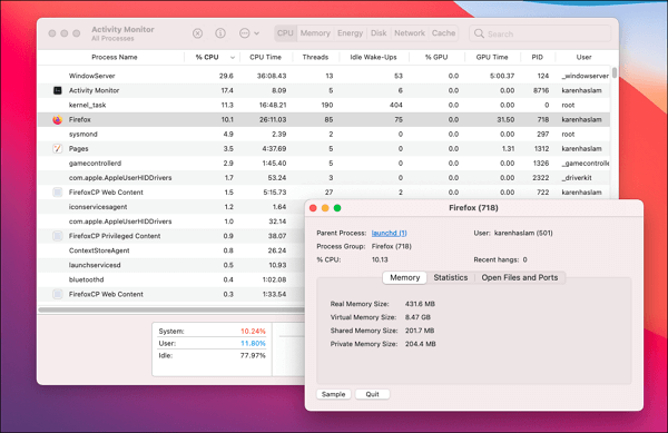 활동 모니터를 통해 강제 종료