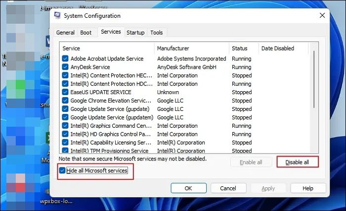 비 Microsoft 서비스 비활성화