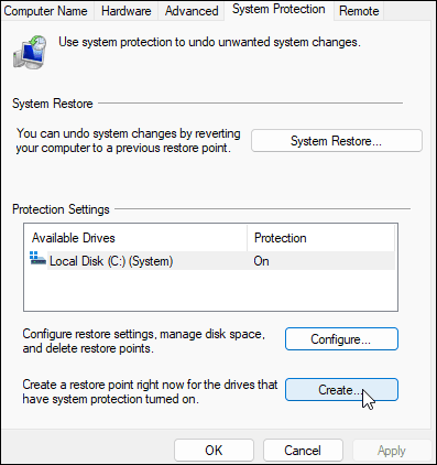 생성 아이콘을 선택하십시오
