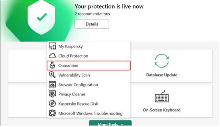 Kapersky에서 파일을 복원하는 방법