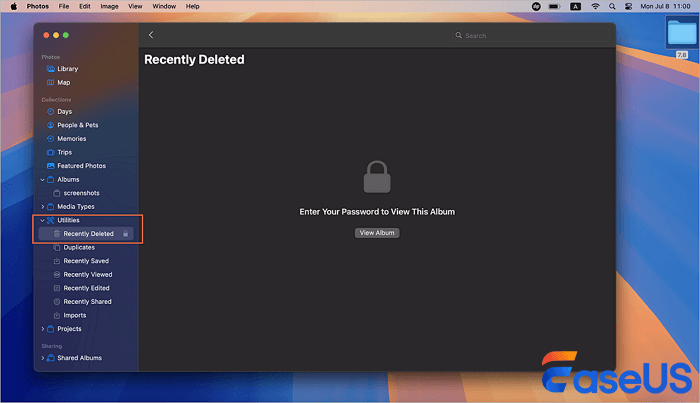 최근 삭제된 앨범 찾기