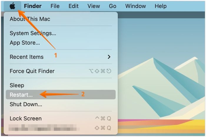 Mac을 재시작하세요