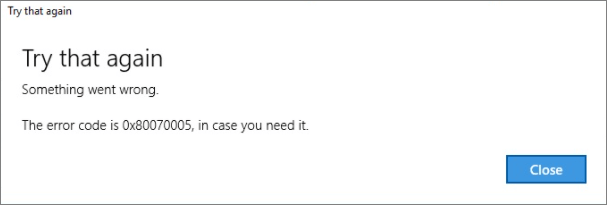 마이크로소프트 스토어 오류 0x80070005