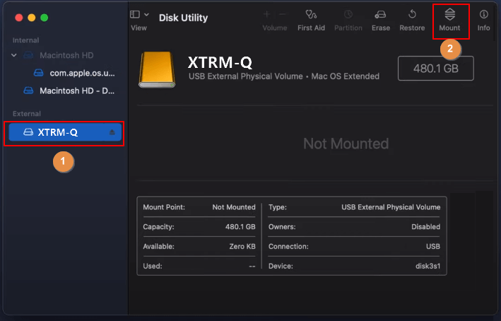 Mac에 SD 카드 마운트