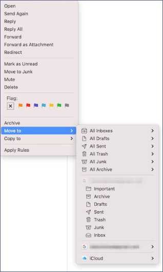 메일을 휴지통에서 다른 곳으로 이동