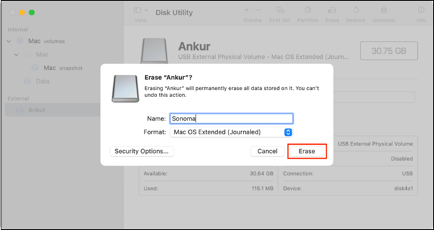 지우기 버튼을 선택하세요